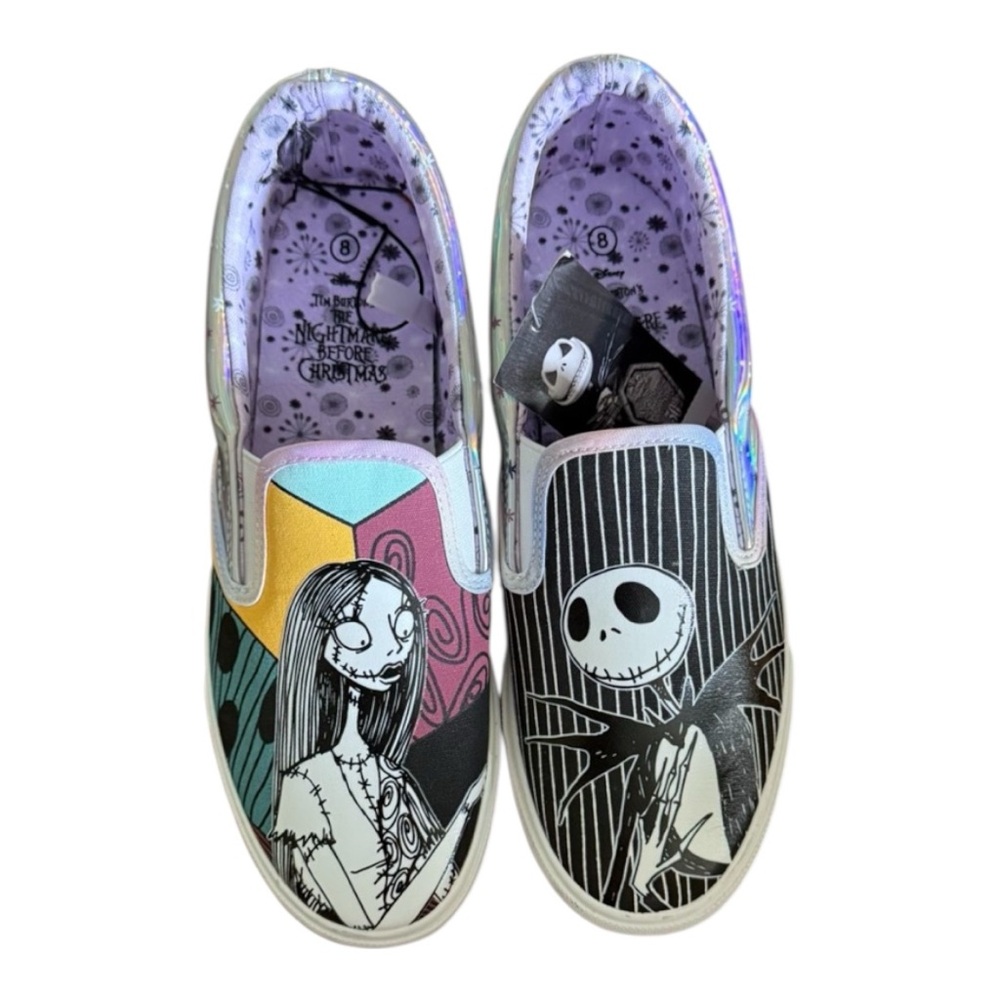 Nightmare before Christmas ladies or teen slip on sneakers.